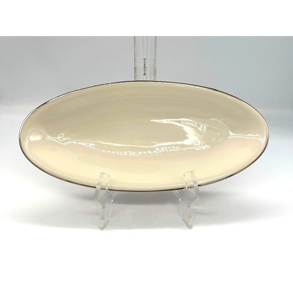 Vintage Colonial Fine China Porcelain Pink & White Serving Plate 10" x 5"